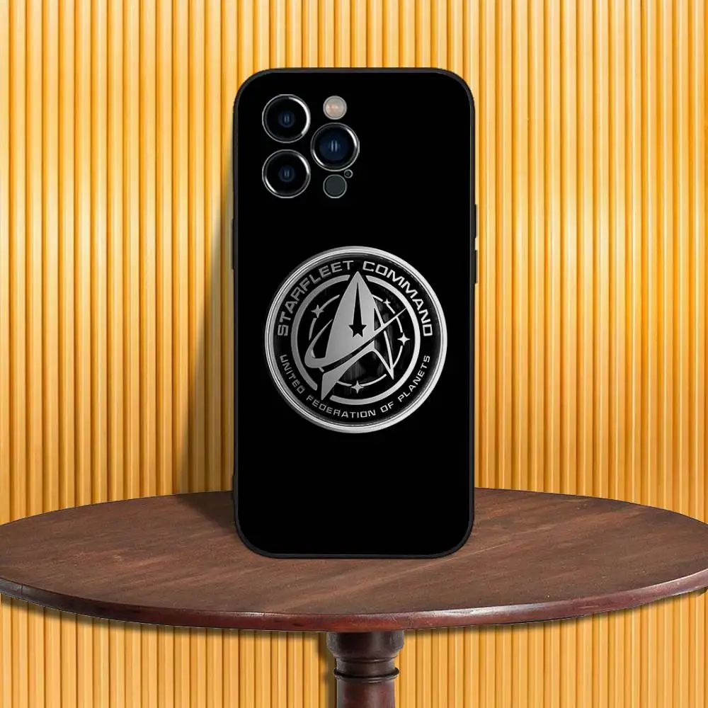 S-Star T-トレック船 iPhone 16,15,14,13,12,11,Pro,Max,Plus,X,XS,SE4,E,Mini用 ソフトブラックケース