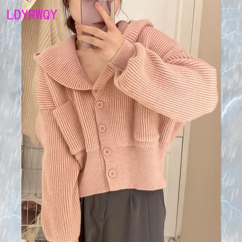 French retro hooded knit cardigan female autumn/winter sweater outerwear female