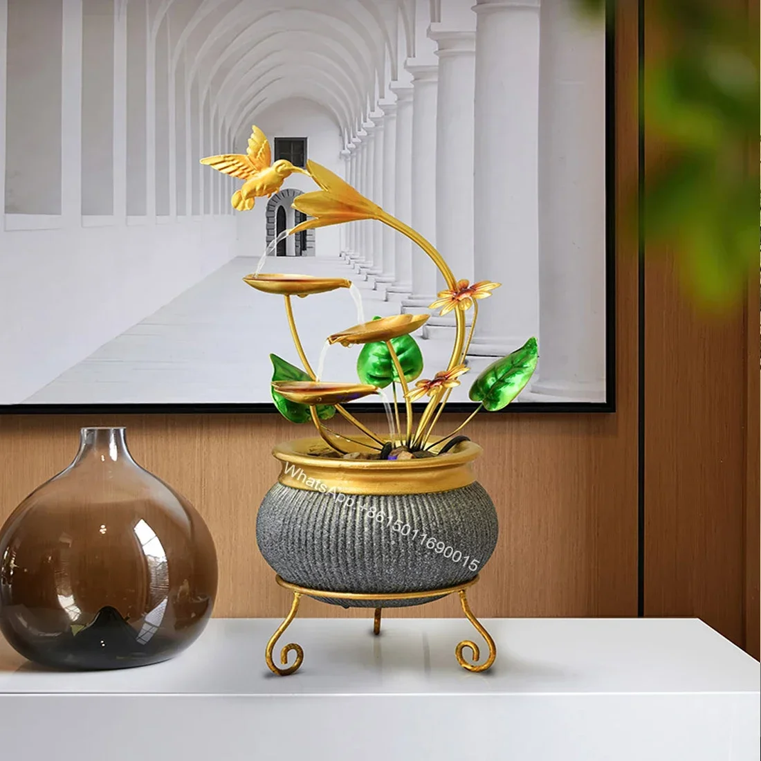 Creative Water Fountain Feng Shui Wheel Ball Water Cycle Decoration Desktop Humidifier Water Feature Small Rockery Gift