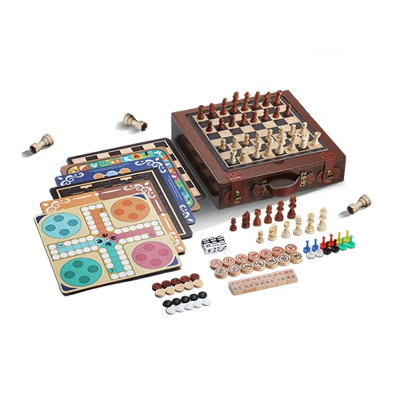 12 in 1 multi-functional all-in-one game board set wooden toy