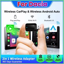 New Mini Wireless Carplay Adapter Android Auto 2 in 1 Plug and Play For Dacia Sandero Sandero Stepway Jogger Logan MCV