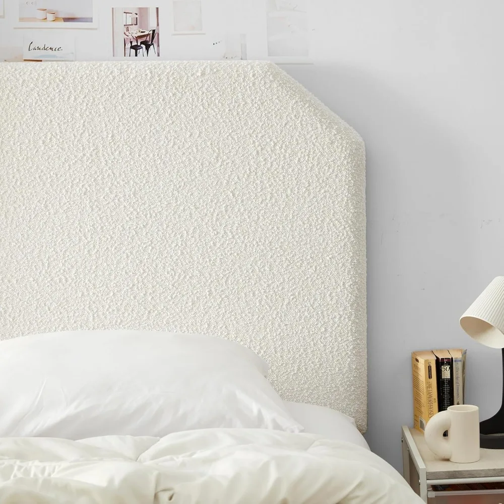 Pesona Tavira ®   Headboard Boucle Dorm dengan Kaki - Putih Krem