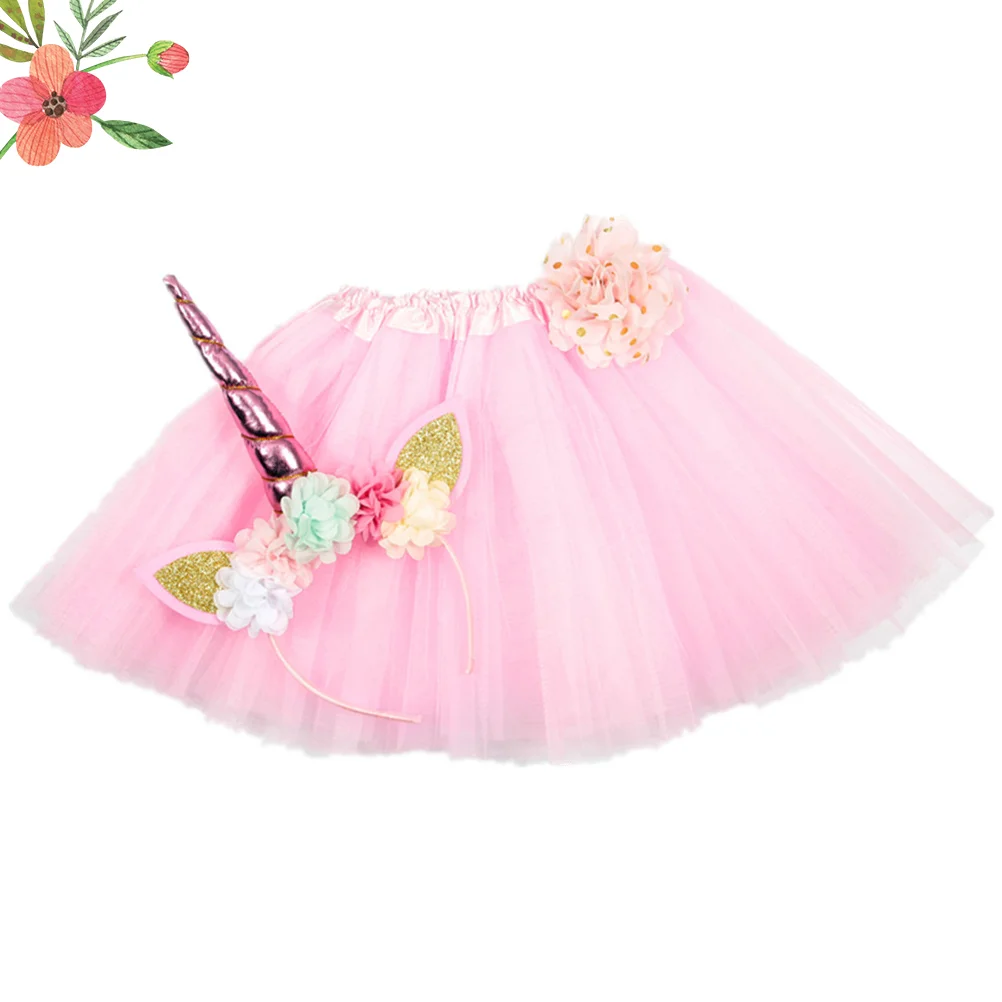 Unicorn Tutu Skirt Set Kids Dress Headband Girls Fairy Costumes Children Clothes Tulle Skirts Outfits Accessories