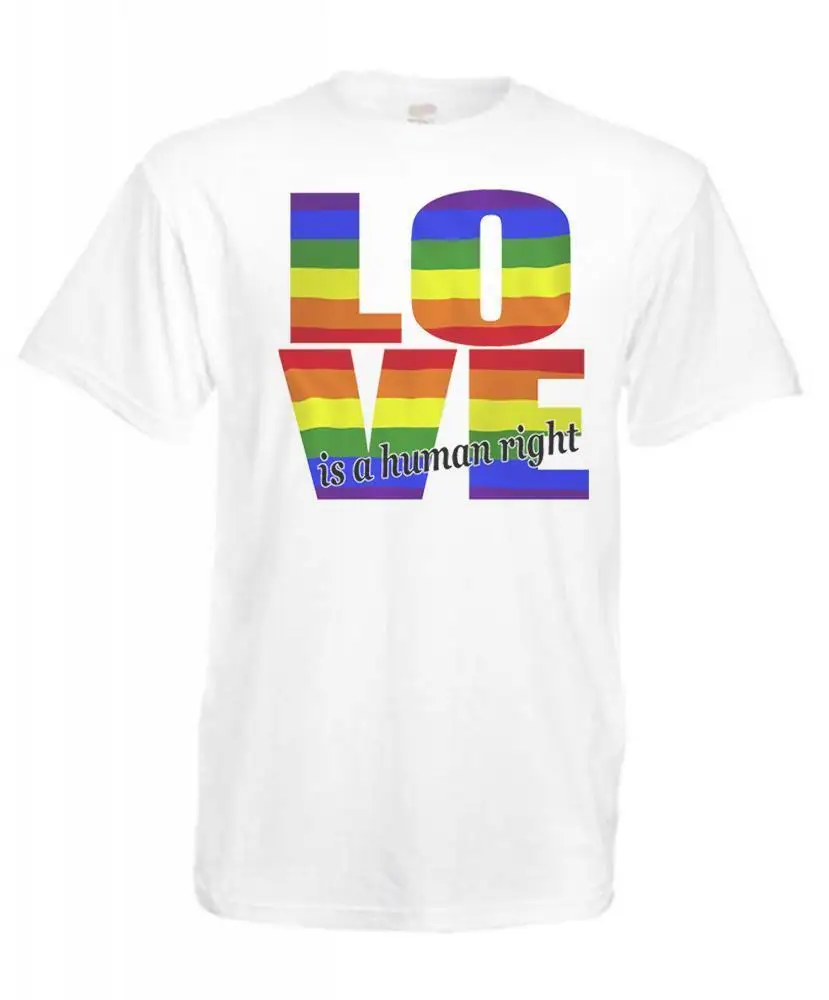 Love is a Human Right LGBT Pride Rainbow White  T-Shirt  High Quality 100%Cotton Short Sleeve