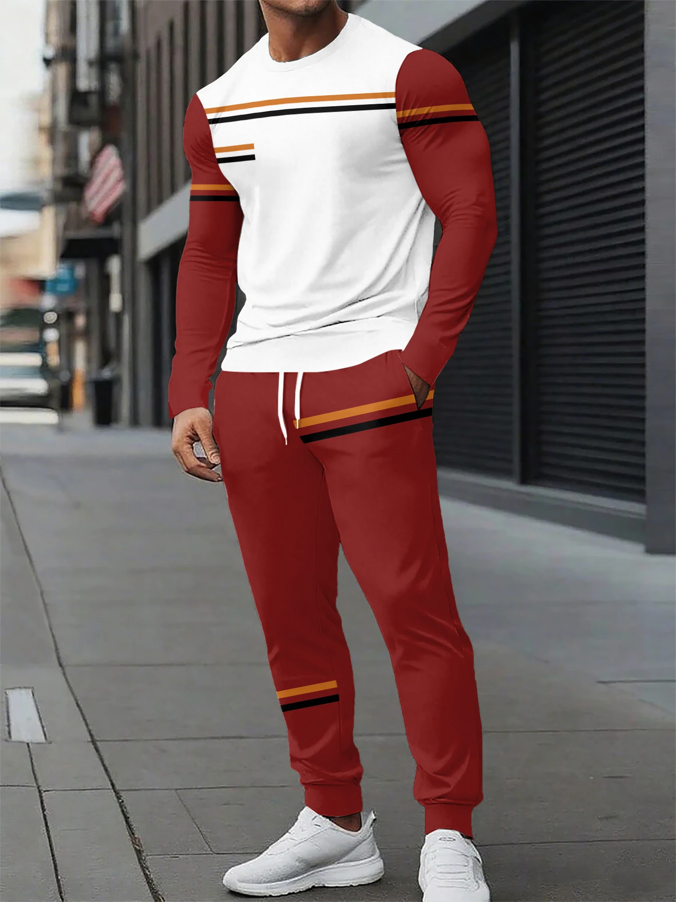 

Autumn and Winter Men Long Sleeved Sets Print Men Tracksuit Quick Drying and Comfortable Tracksuit Two-piece Set Outdoor Set