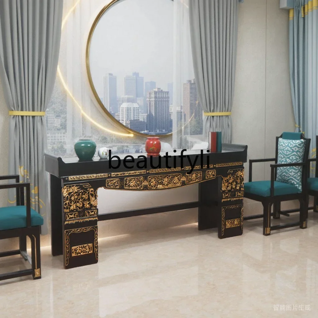 N178 G  Elm Entrance Platform Zhontan Solid Wood Strip Entrance Table Chinese Retro Livin Room End View Platform