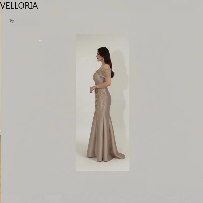 الشمبانيا اللون قبالة الكتف حورية البحر ثوب مسائي للنساء فستان الحفلات المملكة العربية السعودية 2025 الكرة ثوب Vestdos De Fiesta مخصص