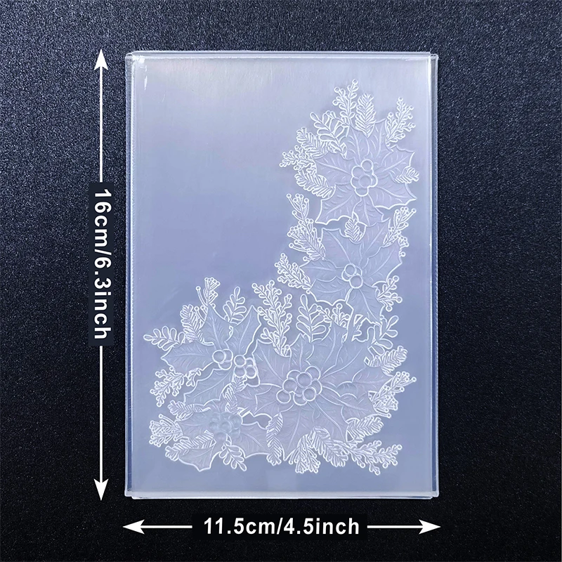 The New And Thriving 3d Embossed Plastic Folder And Mold With Holly Corners For Card Making, Scrapbook Paper, Diy Decorative Pro