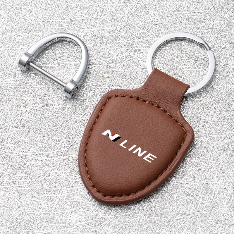 Leather Car Keychain Promotional Gift with Logo Keychain For Hyundai Nline i30 Kona Tucson Sonata Elantra Veloster Accessories - view 6