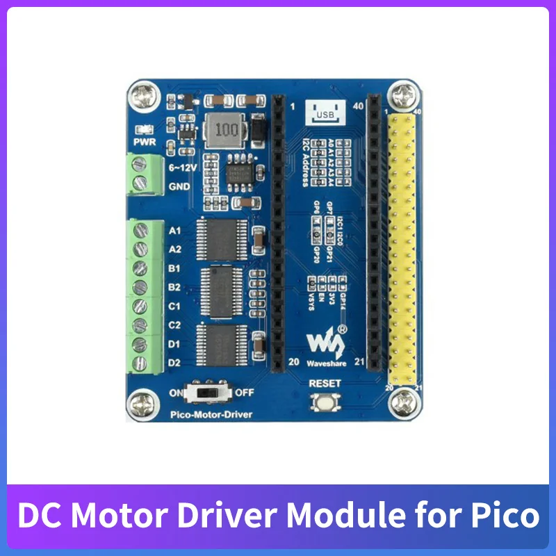 

Raspberry Pi Pico DC Motor Driver Module 4-Channel Drive Expansion Board PCA9685 Chip I2C Interface Module for Raspberry Pi Pico