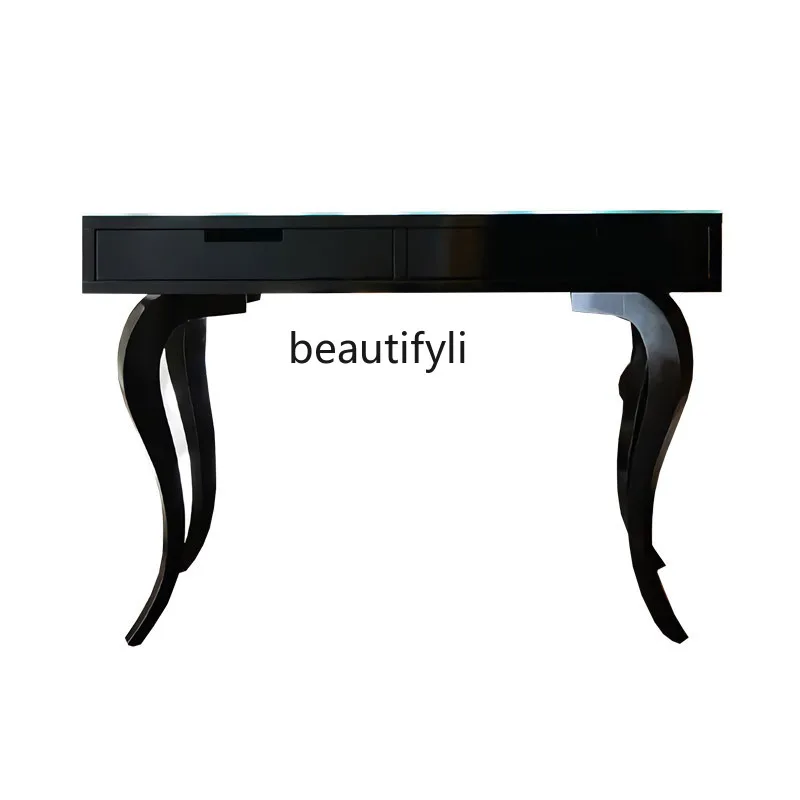 CXH Entry Door Hallway Table Ultra-Narrow Console a Long Narrow Table Solid Wood Art against the Wall