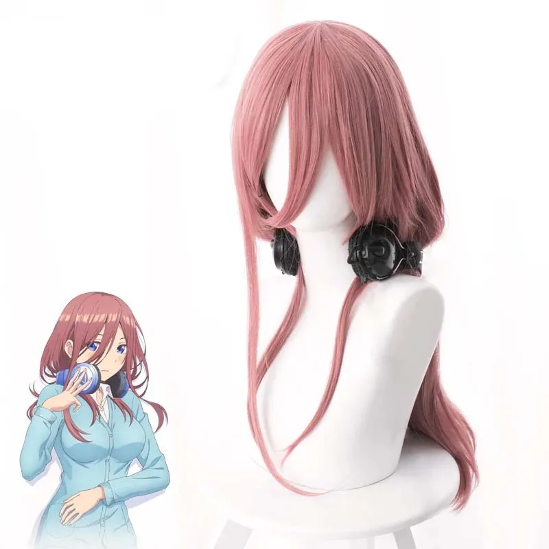 High Quality Gotoubun The Quintessential Quintuplets Nakano Miku Cosplay Wig 50cm Dark Pink Heat Resistant Cosplay Anime Wigs