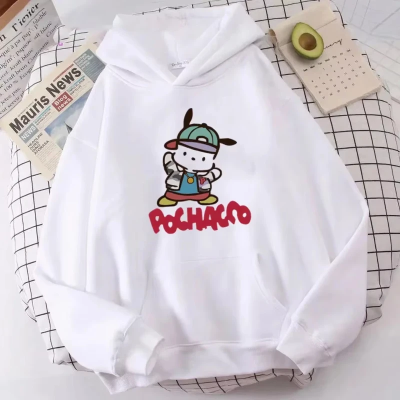 

MINISO 2025 new pudding dog print comfortable pullover hooded sweatshirt autumn fashion street style hoodie female trend simple