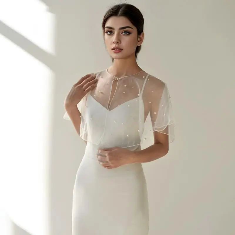 M6CD Elegante vestido boda fiesta novia novia novia del brazo que cubre envoltura del hombro con y