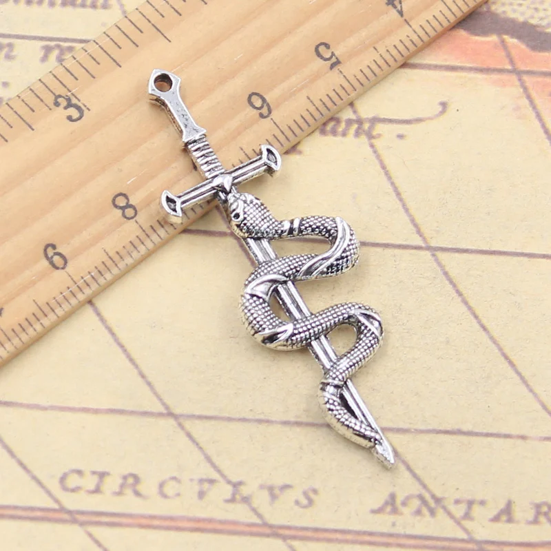 10 adet Charms yılan kılıç 54x16mm tibet gümüş renk kolye antik takı yapımı DIY el yapımı zanaat