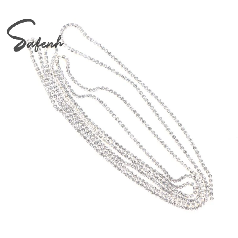 1 Pack Long Luxury Sparkling Chain Nail Accessories Silvery Metal Chain With Diamond Decorations For DIY Nails Art Decoration
