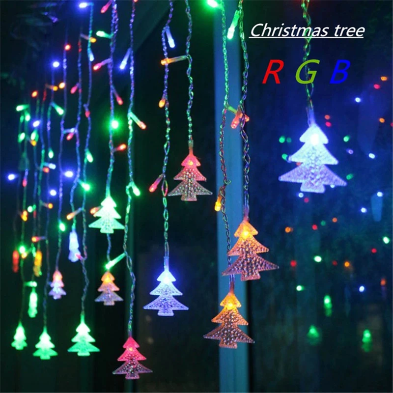 

Outdoor Decorative Lamp String AC 220V Window Xmas The Eaves Railing Christmas Tree Pendant Decor LED Lamp String Belt Tail Plug