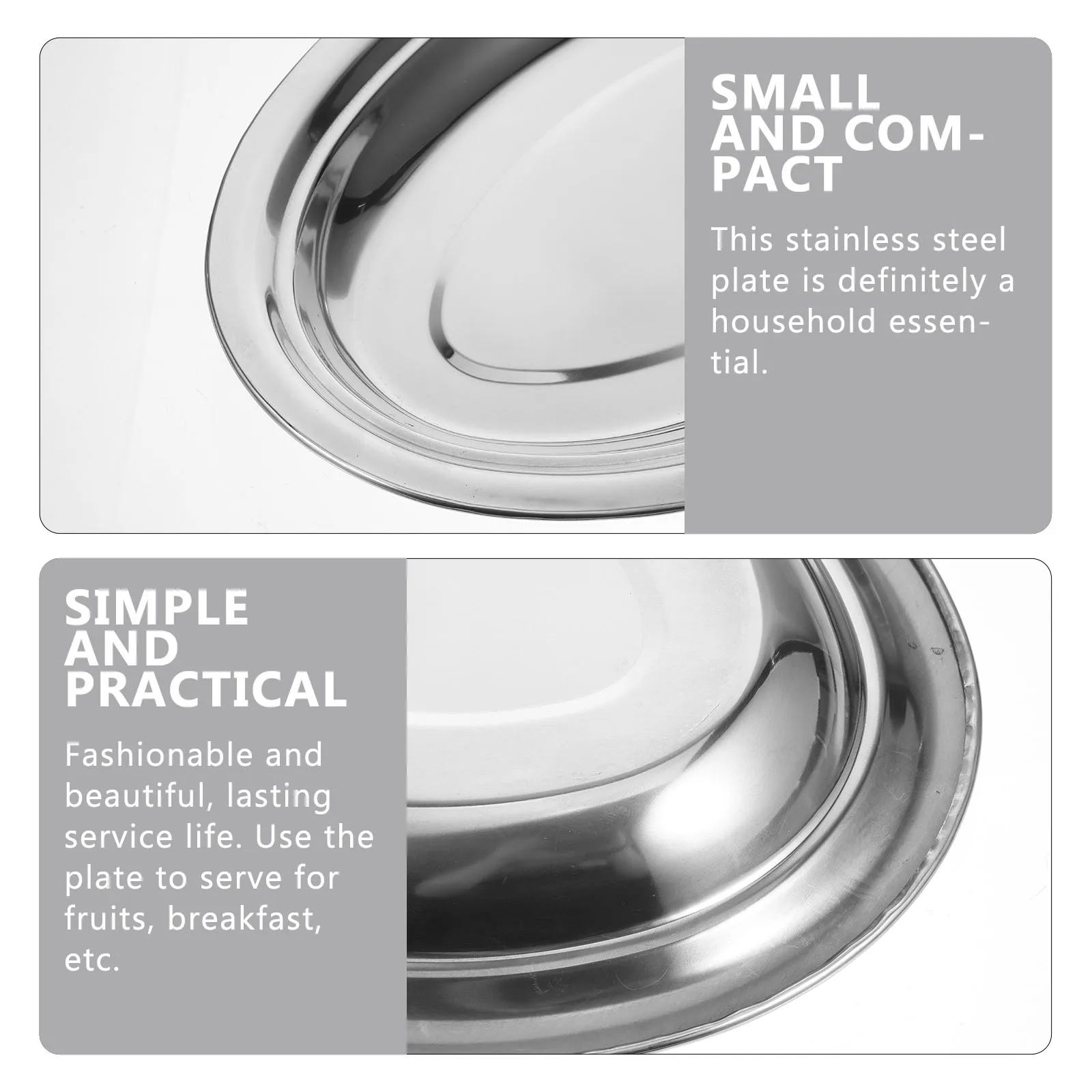 

Stainless Steel Steamed Fish Tray Plate for Serving Food Metal Snack Plates Dinner