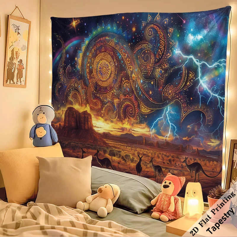 Bohemian Psychedelic Tribal Mandala Galaxy Tapestry Wall Hanging Art Boho Decor Mural Print Aesthetic Room Decoration