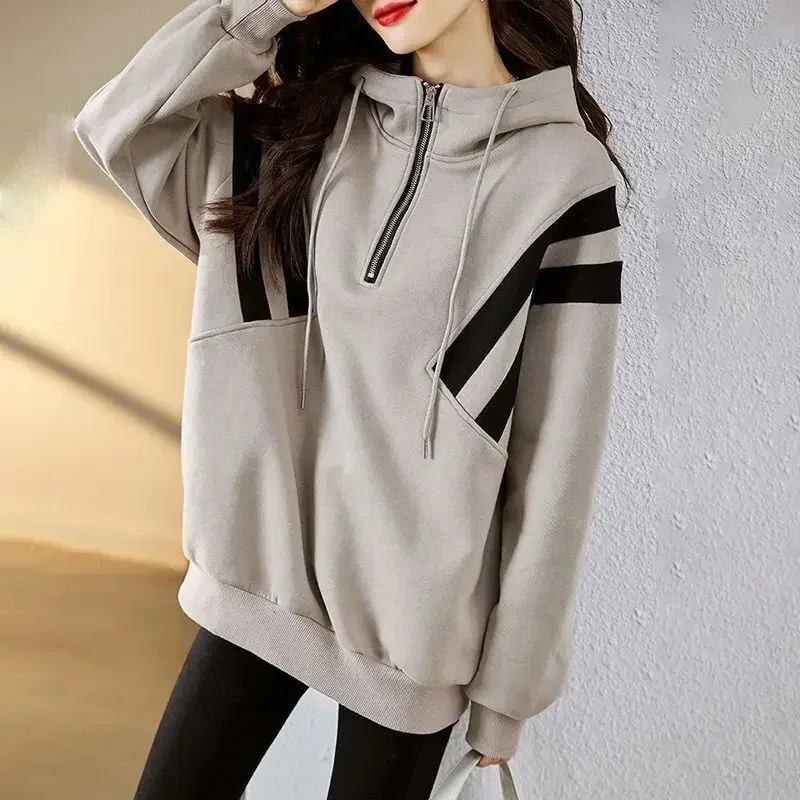 Spring and Autumn Woman Tops Cotton Hoodies Korean Fashion Hooded Sweatshirt for Women Cheap On Promotion Xxl E Popular Clothes