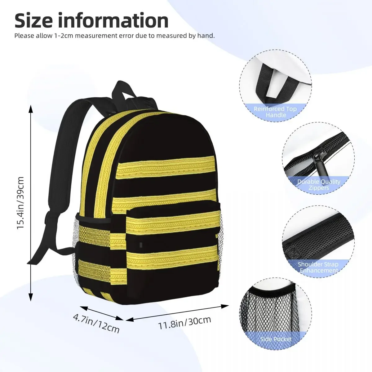 Captain Pilot Four Stripes Backpacks Teenager Bookbag Fashion Children School Bags Laptop Rucksack Shoulder Bag Large Capacity