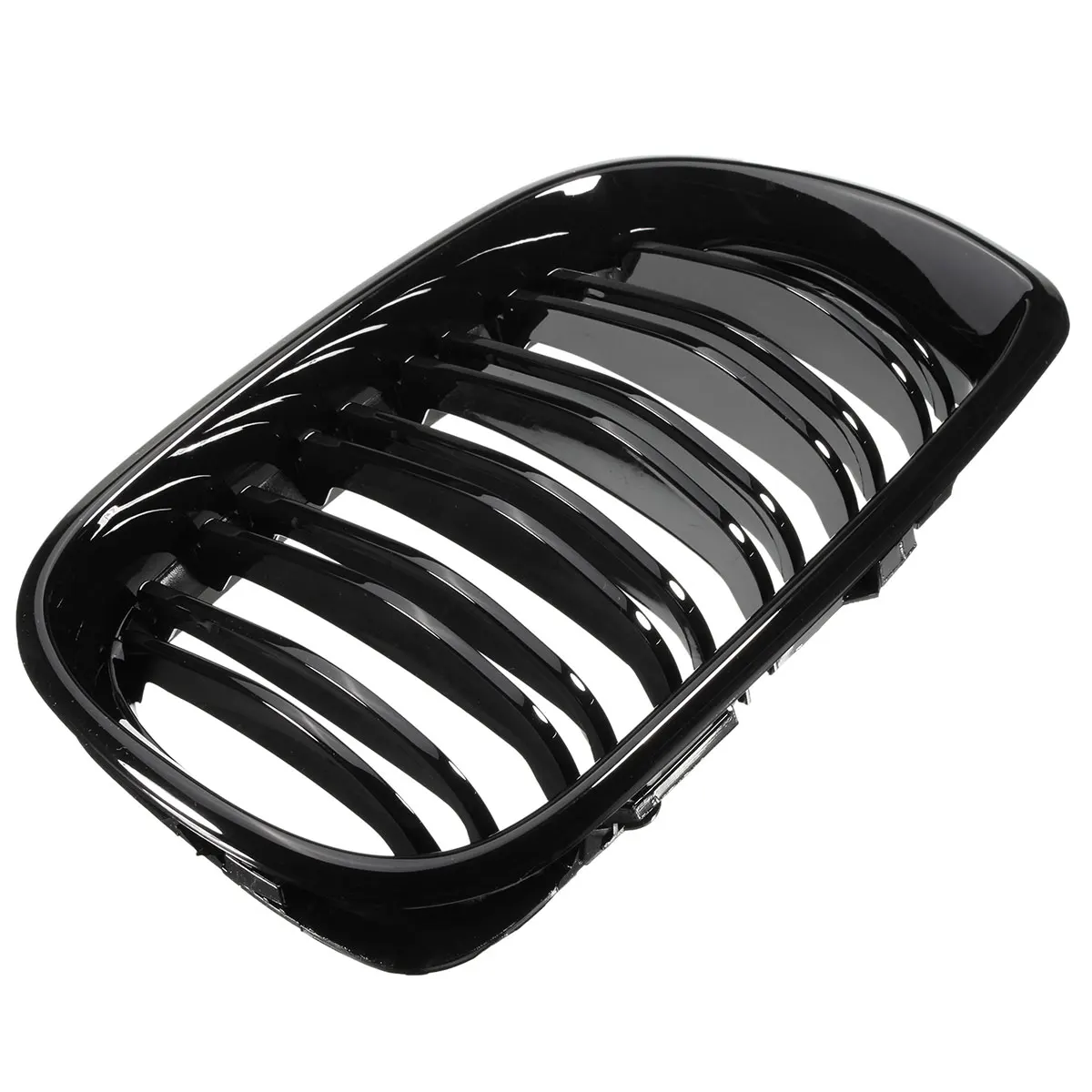 Pair Car Front Kidney Grills Gloss Black 2 Slat Hood Grill For BMW 3 Series E46 4 Door 2002-2005 Racing Grille