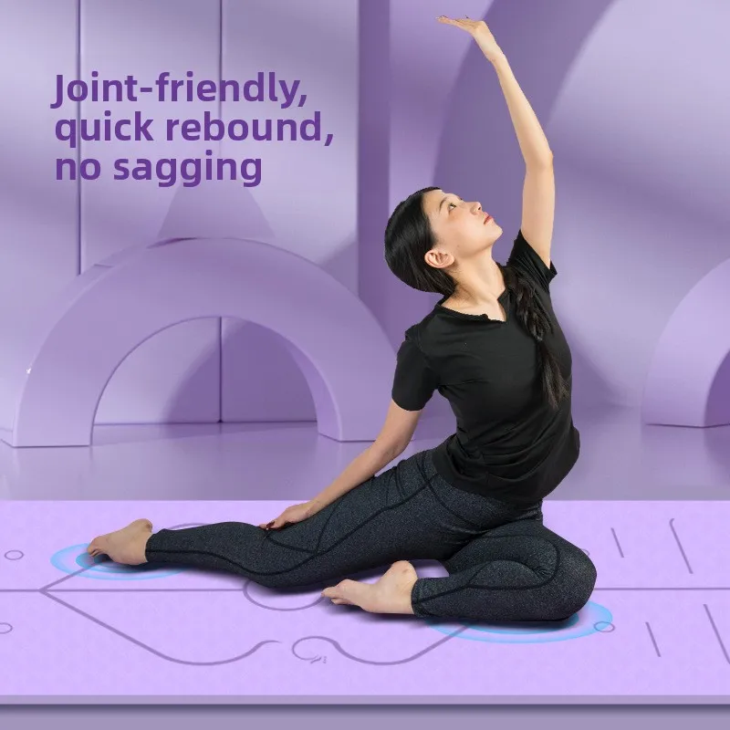 

Thiened 5mm Wide 90cm Anti-o Yoga Mat Women's Sports Yoga Mat Anti-slip Fitn Mat TPE Material Striped Design Adult
