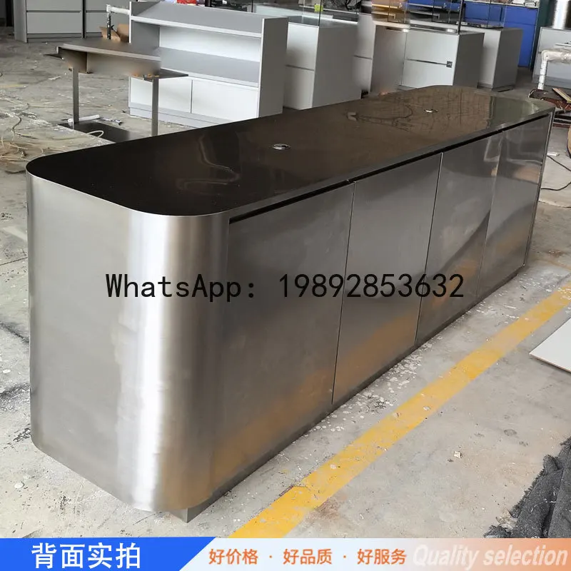 

B-3 Custom Stainless Steel Bar Counter Clothing Store Cashier Desk Beauty Salon Hair Salon Front Desk Reception Desk