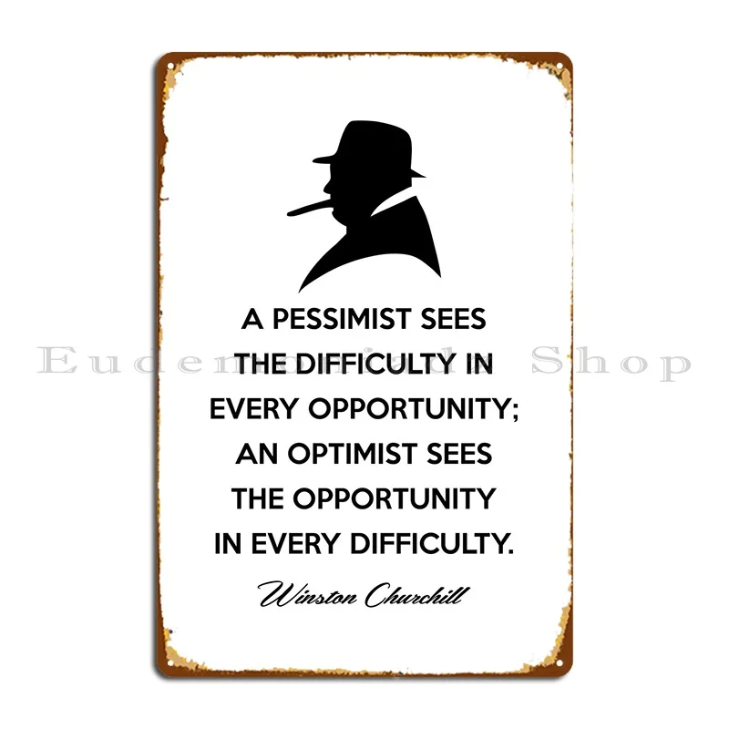 Winston Churchill Optimism Metal Sign Decoration Garage Decoration Living Room Printing Garage Tin Sign Poster