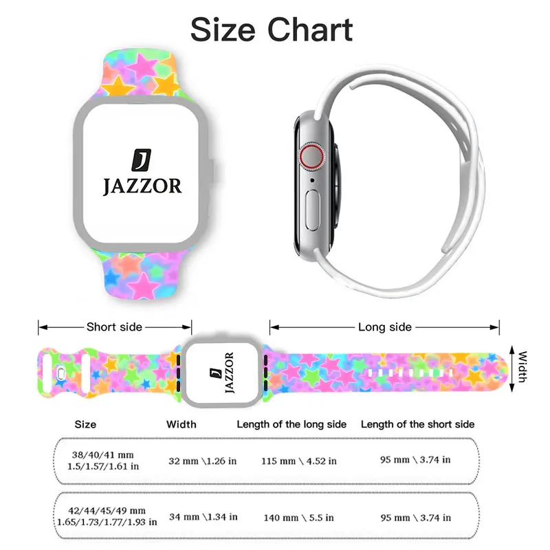 Look at The Star Soft Silicone Band for Apple Watch 9 8 7 6 5 Ultra SE Size 38 40 41 42 44 45 49mm Strap Suitable for All iWatch
