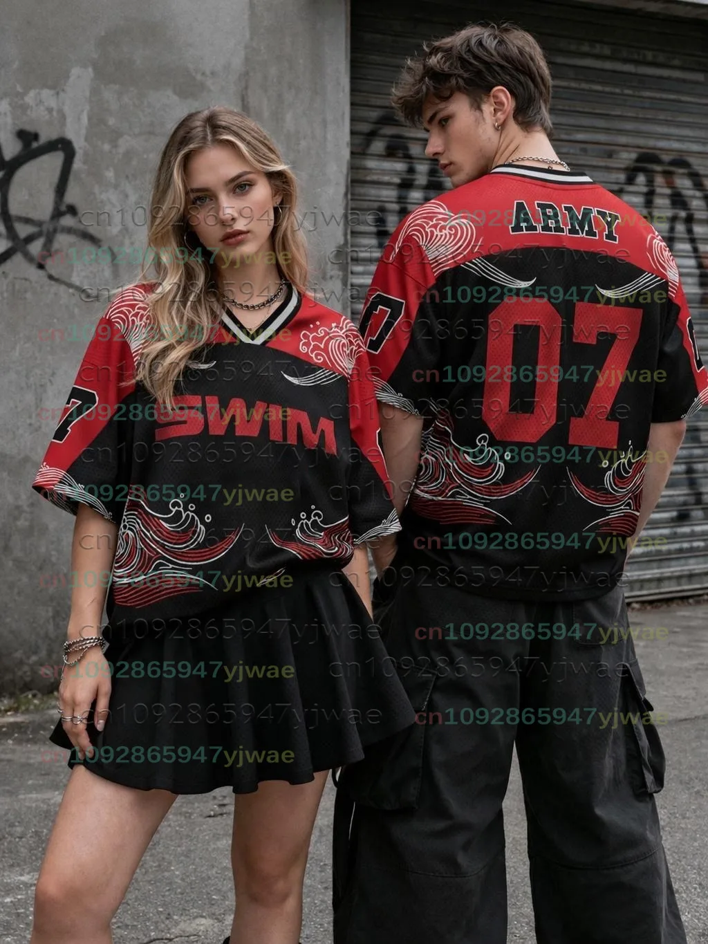 2026 SWIM Unisex Jersey Y2K Fashionable Streetwear Top V-Neck Loose Short Sleeved Gift For Arm Summer Kids Men'S Women'S T-Shirt