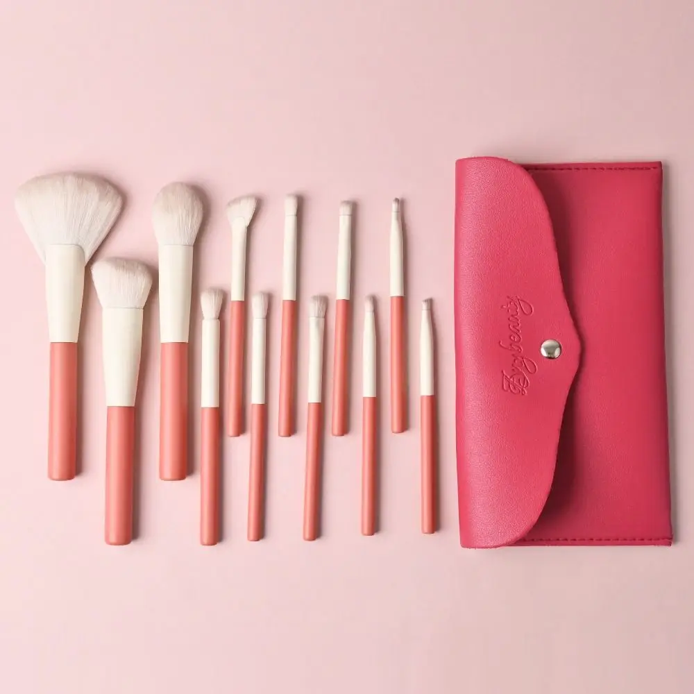 

Fluffy Makeup Brush Set Soft Hair Wood Handle Eye Shadow Brush with Storage Bag Portable Concealer Brush Makeup Tools