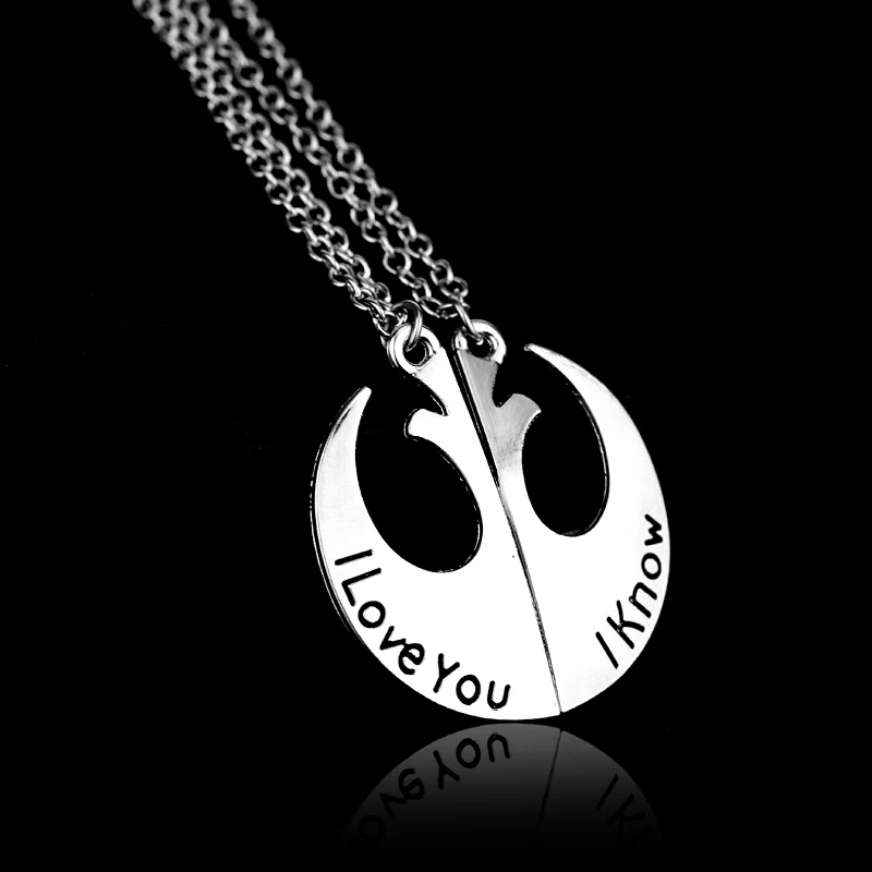 Star Wars Rebel Alliance Pendant Necklace I Love You I Know Lover's Couple Necklace Fashion Movie Jewelry