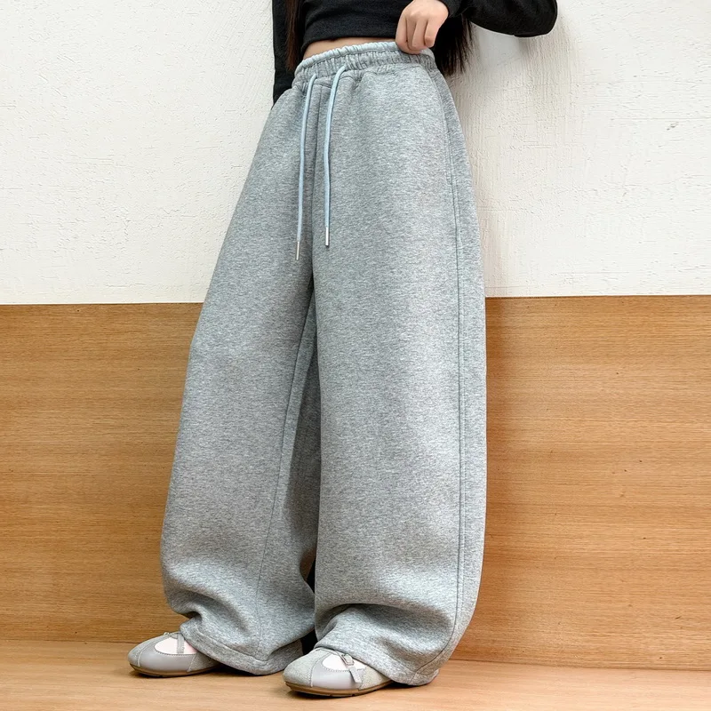 Girls Spring Autumn Casual Sports Casual Trousers For Children Curved Pants Kids Fashion High Waist Loose Sweatpants Trackpants 4