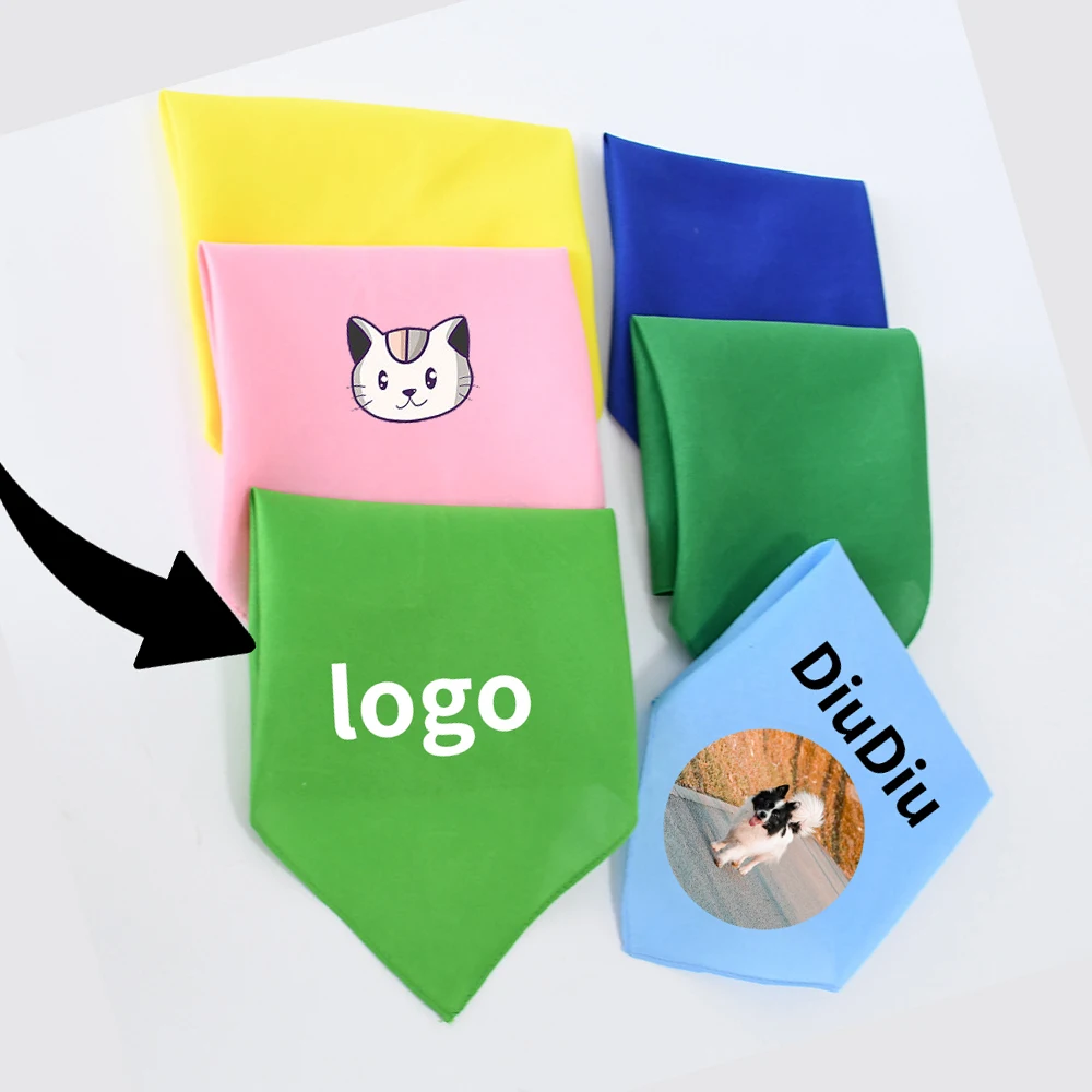 Customized pet cotton scarf  DIY pet pattern printing text and logo Custom with adjustable triangular shape Cat Dog Accessories view 4