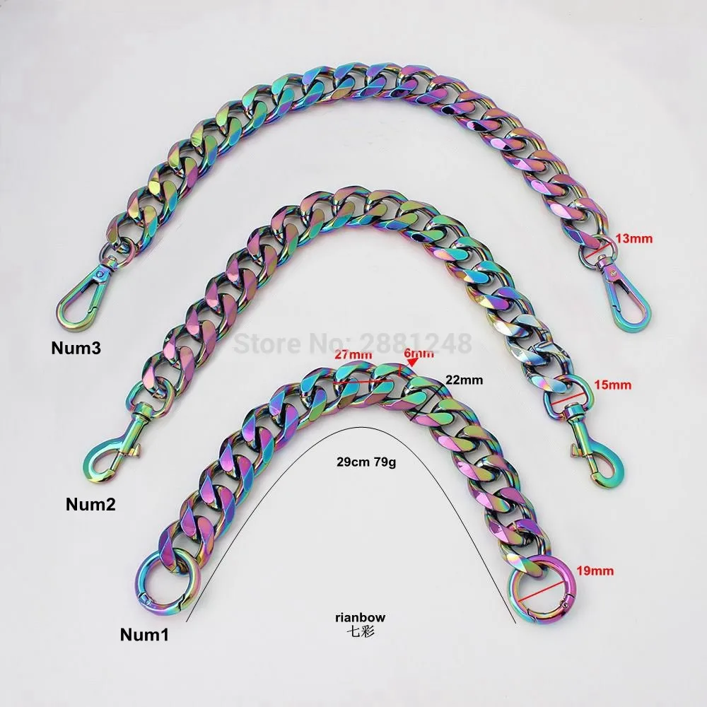 Arc-en-ciel-sac à main léger, chaîne en aluminium épaisse de 22mm, sac à sangles et pièces de bricolage, accessoire facile à assortir