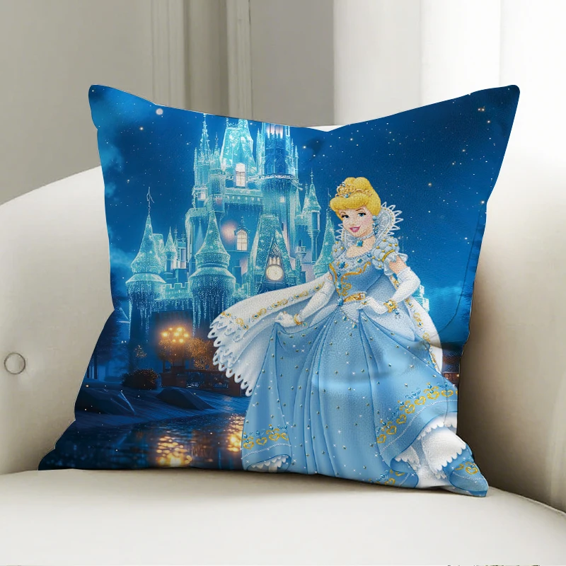 

Disney Cinderella & Castle Pillow Cover Princess Glowing Palace Pattern Decorative Cushion Sofa Bedroom Kids Gift