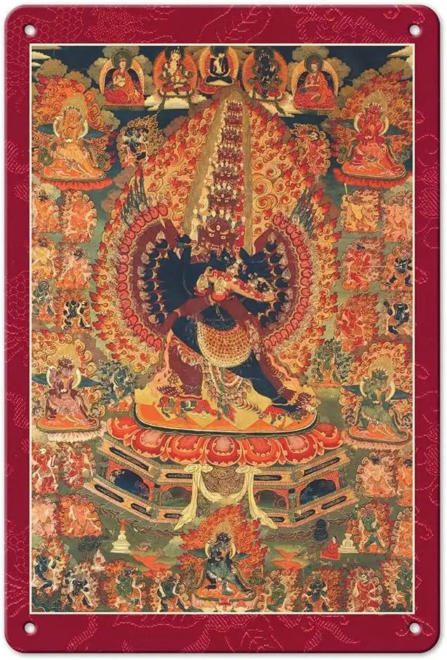 Chemchok Heruka - Mahottara Heruka - Tantric Buddhist Deity - Vintage Tibetan Thangka Buddhist Painting - Tibet, 13th Century -