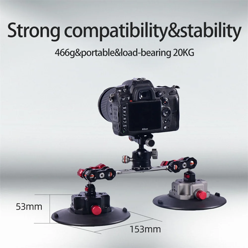 6Inch Aluminum Car Suction Cup with 360 Ballhead Vacuum Phone Camera Mount for Gopro 12 11 9 8 7 6 5 Insta360 DSLR Action Camera