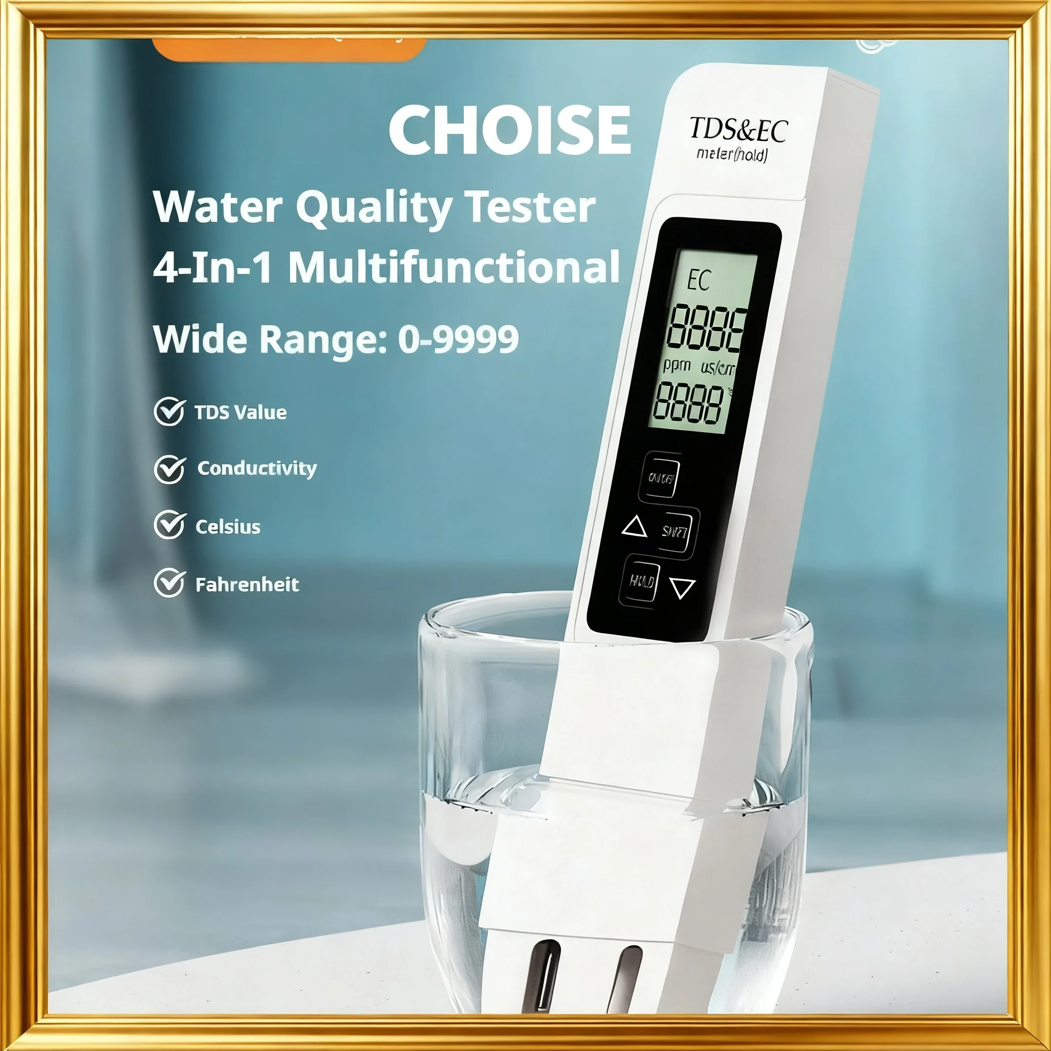 3in1 Water Quality Detection Pen Household Drinking Water Purity EC Meter High Accuracy TDS Meter 0-9990ppm Digital Water Tester