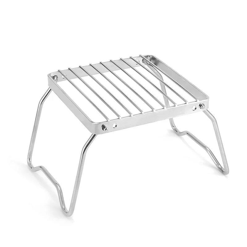 Foldable BBQ Grill Stainless Steel Camping Tool Mini Portable Gas Wood Stove Stand Bracket Outdoor Campfire Picnic Adjustable