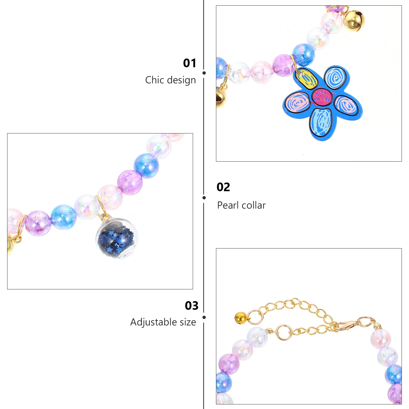 

Lightweight Blue Pet Collar Adjustable Decorative Neck Ring Chic Kitten Puppy Festival Accessory Photo Prop Kitten Collar