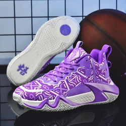 Tênis de basquete para homens, Sapatos esportivos ao ar livre, Sapatos de cesta de plataforma superior alta, roxo, alta qualidade, moda