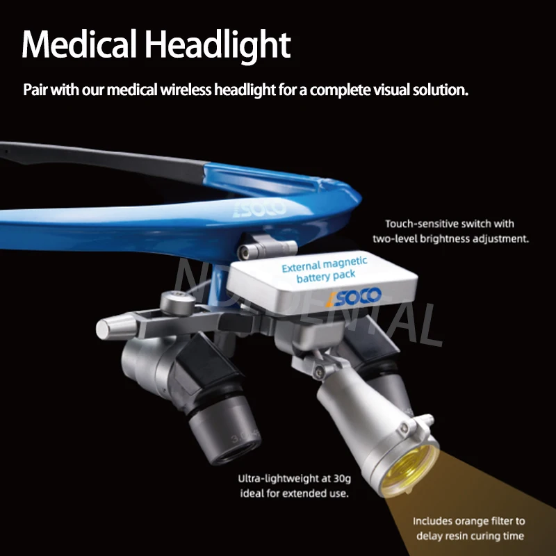 Dental Loupes Dentistry Glasses Surgical 3.0X Magnification 4.0X 5.0X Lens Flip-up PD Headlight System Dentistry Equipment