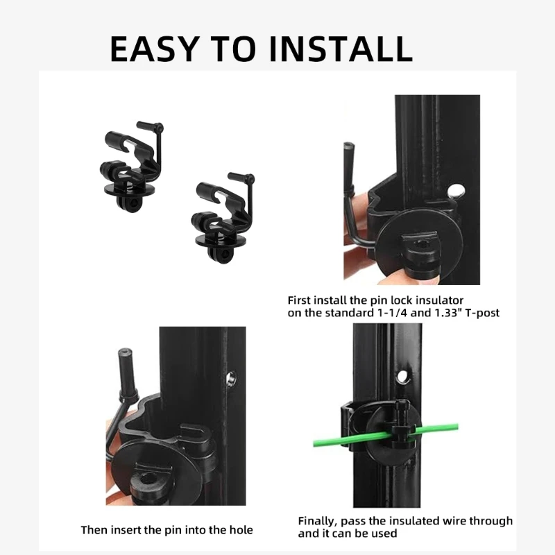 Confezione da 25 robusti isolatori in plastica per pali a T per recinto elettrico Elegante accessorio per clip per recinzione