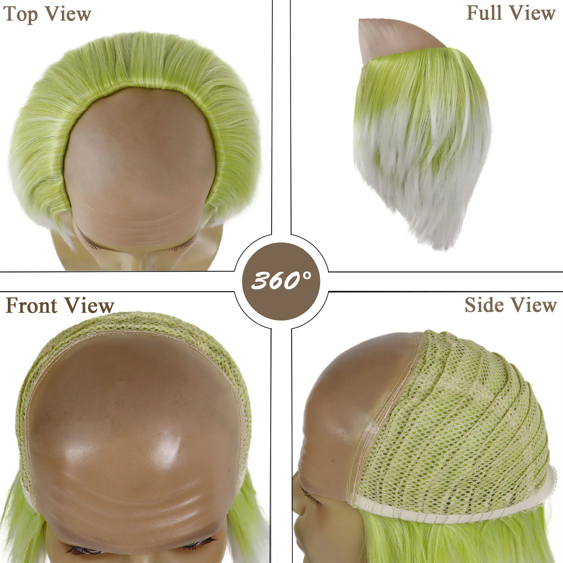 شعر مستعار اصطناعي أومبير أخضر أبيض مهرج أصلع خوذة أنيمي ريك تأثيري شبح المشاعر جنون عالم عبقرية زي قدس