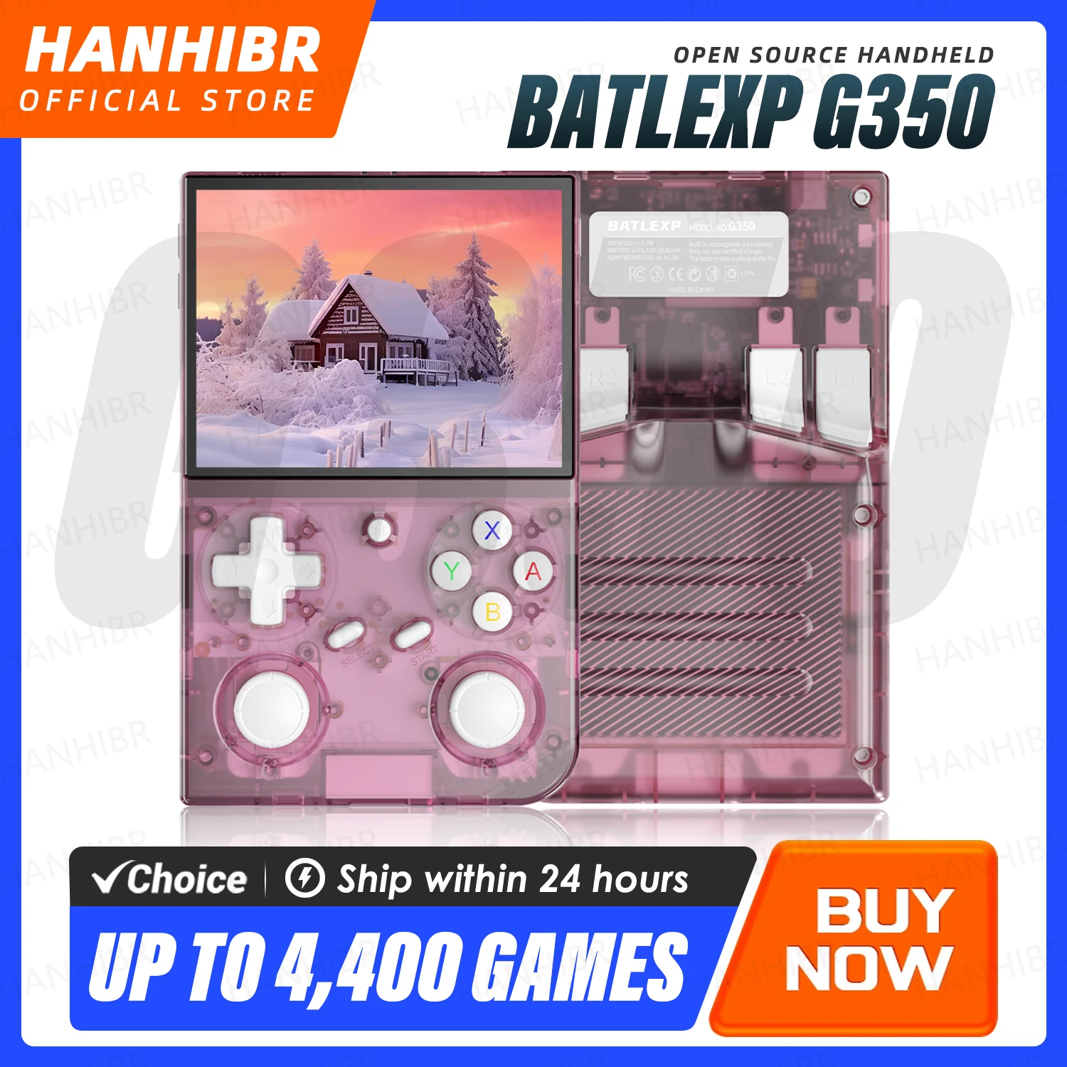 BATLEXP G350 Handheld-Spielekonsole 3,5'' IPS-Bildschirm Linux-System Dual-Joystick Vibrationsmotor