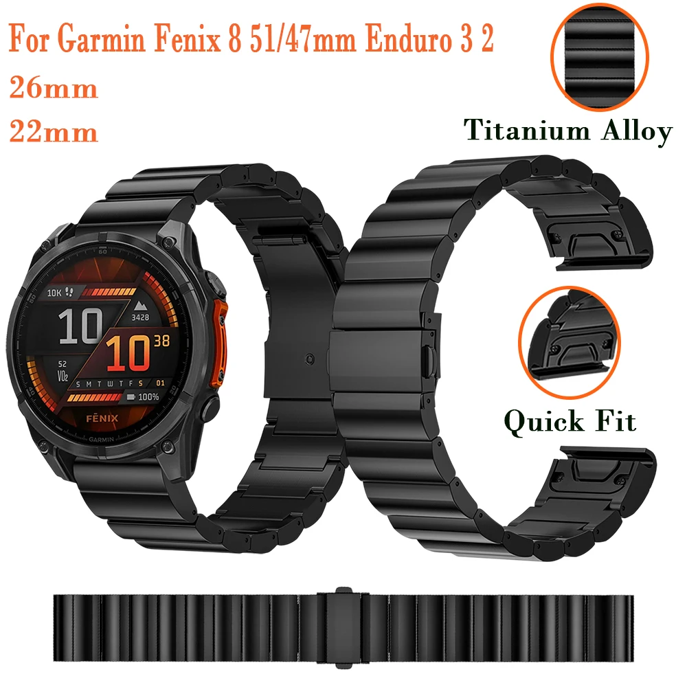 

Титановый ремешок 22 26 мм для Garmin Fenix 8/7/7X/6X/5X/E Enduro 3/2/1, быстросъемный сменный браслет для Garmin Fenix 8 47/51 мм
