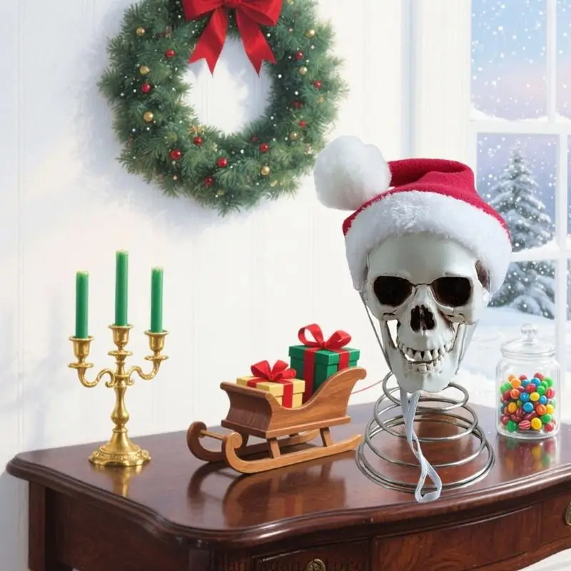 Totenkopf-Weihnachtsmannmütze-Ornament für Weihnachtsbaumspitze und Raumstil 3XUF – Detail 3