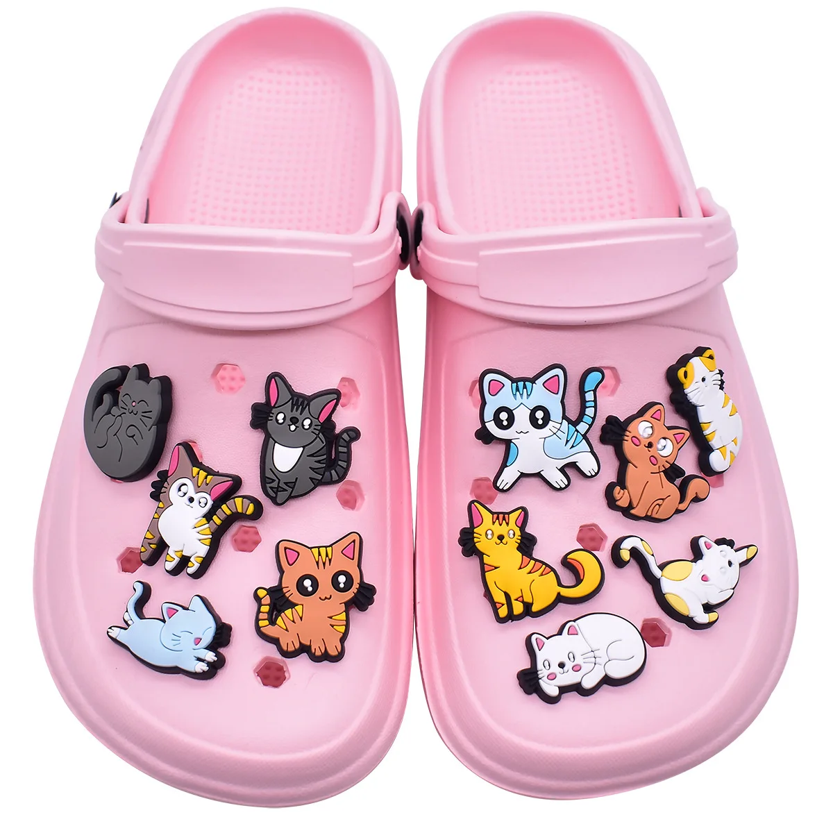 Hot Sale New Arrivals 1 Pcs Cute Cat PVC Shoe Charms for Crocs Pin DIY Shoe Bracelet Wristband for Boys Men Party Favor Gifts